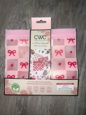 CWC Pink Bow & Heart Reusable Storage Bags - Pack of 6